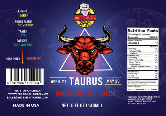 Mitzie's Kitchen Taurus Astrological Hot Sauces