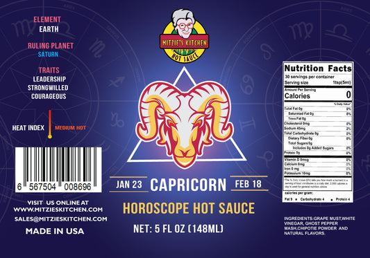 Mitzie's Kitchen Capricorn Astrological Hot Sauces