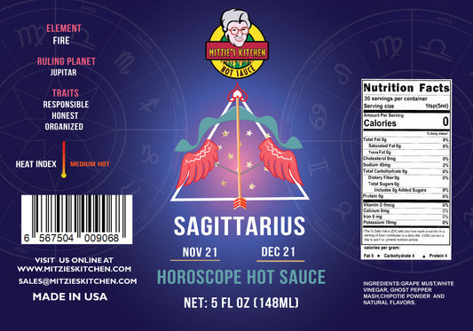 Mitzie's Kitchen Sagittarius Astrological Hot Sauces