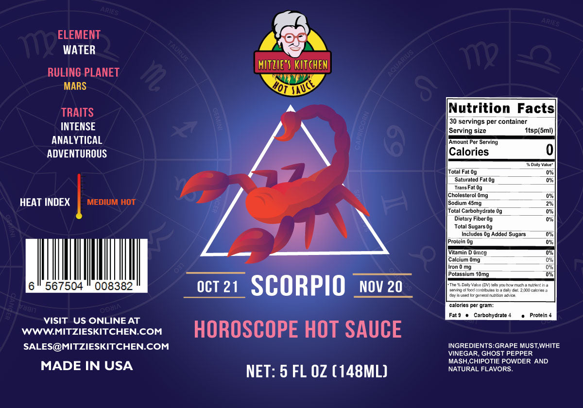 Mitzie's Kitchen Scorpio Astrological Hot Sauces